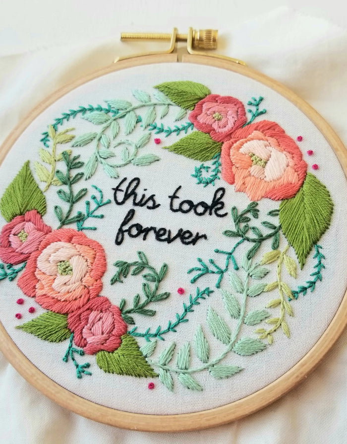 Delicate Roses Beginner Embroidery Kit, Jessica Long Embroidery