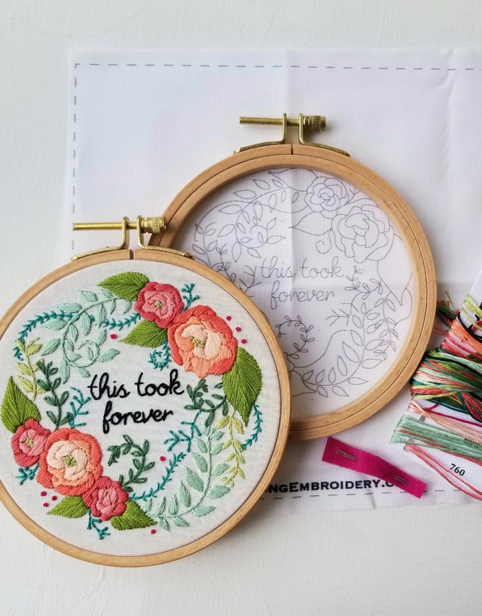Delicate Roses Beginner Embroidery Kit, Jessica Long Embroidery