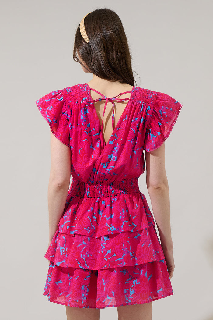 Delina Floral Gerry Ruffle Mini Dress