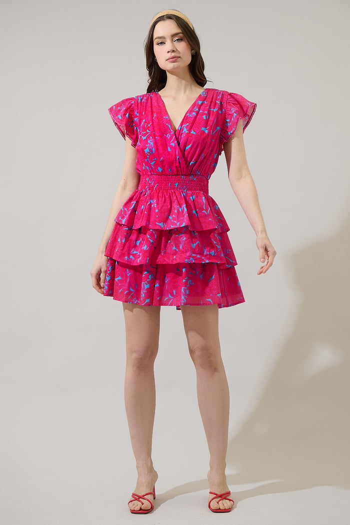 Delina Floral Gerry Ruffle Mini Dress