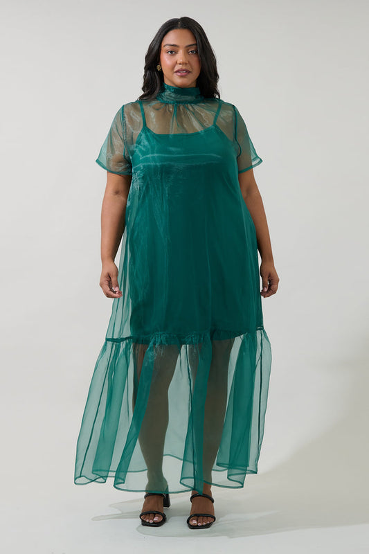 Dime Organza Long Cami Dress Curve