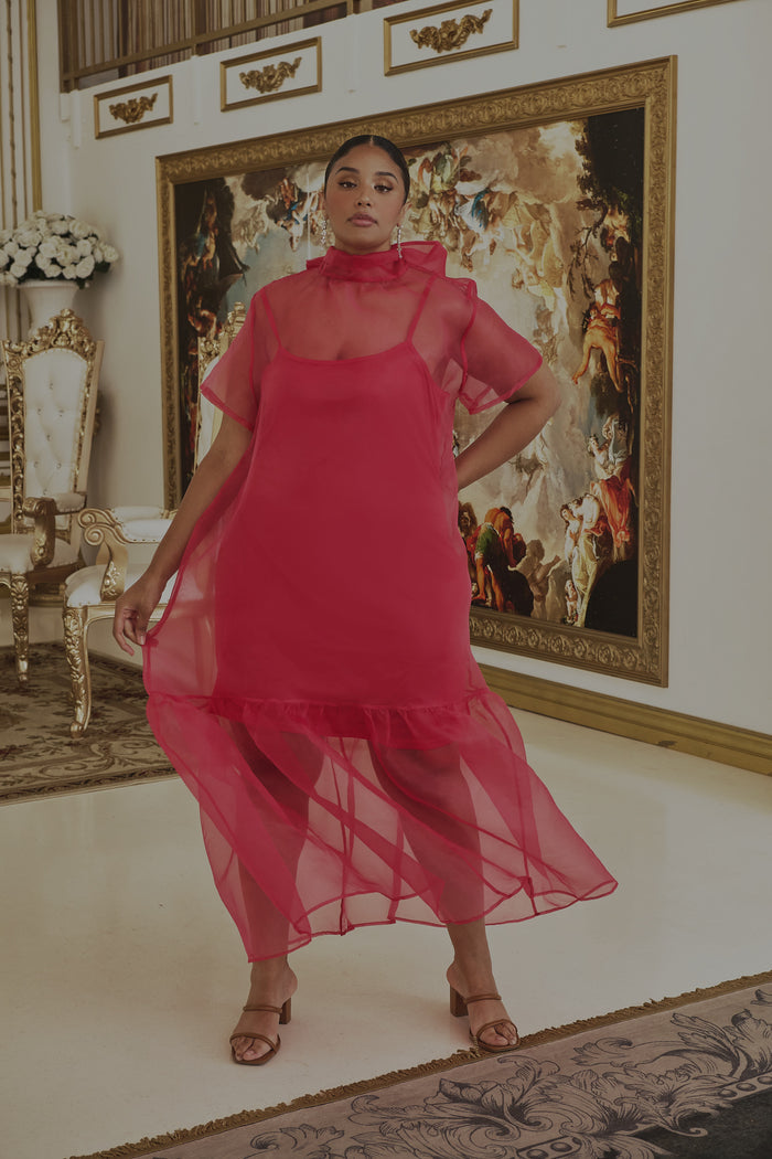 Dime Organza Long Cami Dress Curve