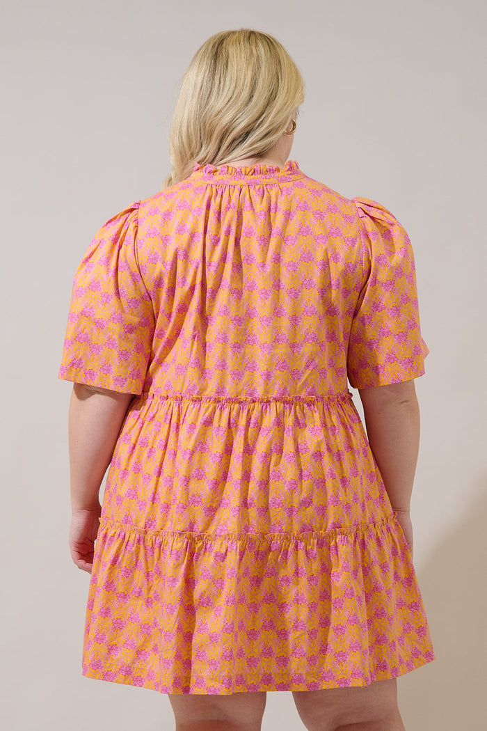 Dixie Split Neck Shift Dress Drift Floral Curve