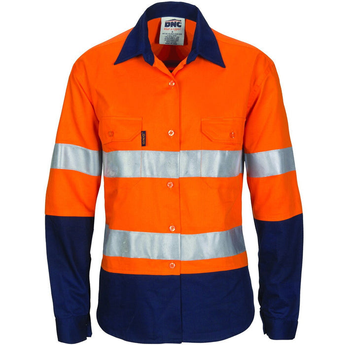 DNC Ladies Hi Vis Cool-breeze Cotton Shirt With Csr R/Tape 3786