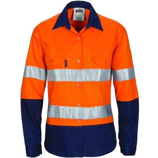 DNC Ladies Hi Vis Cool-breeze Cotton Shirt With Csr R/Tape 3786