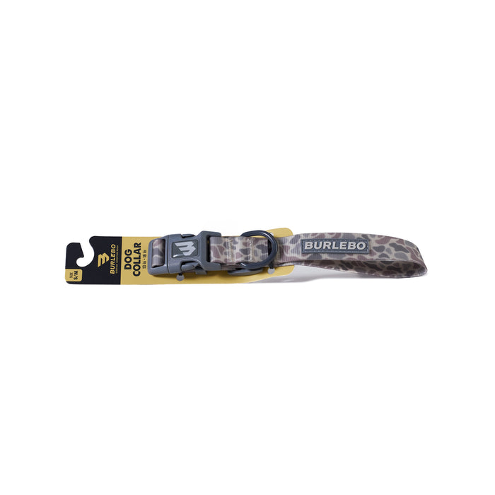 Dog collar with leopard print pattern on a white background