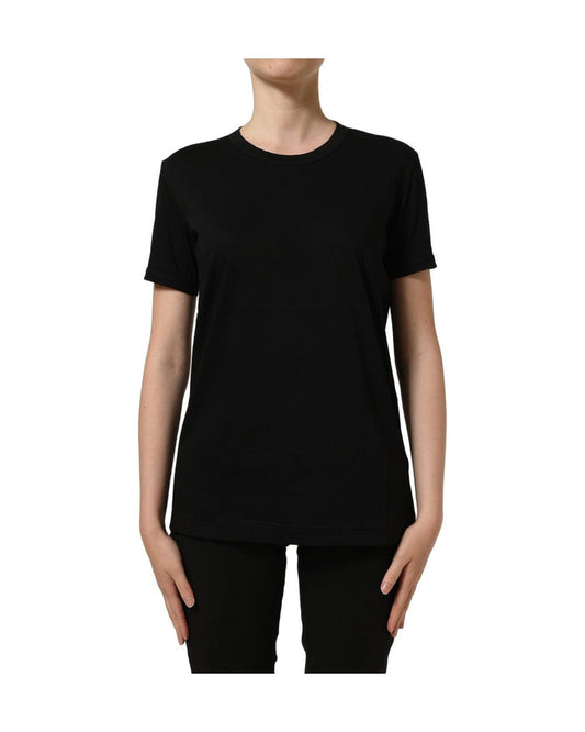 Dolce & Gabbana Black Cotton Crew Neck Short Sleeves T-shirt