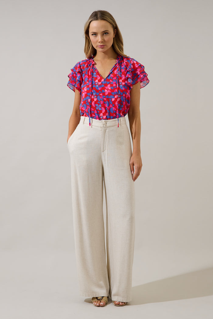 Donis Split Neck Blouse Averly Geo