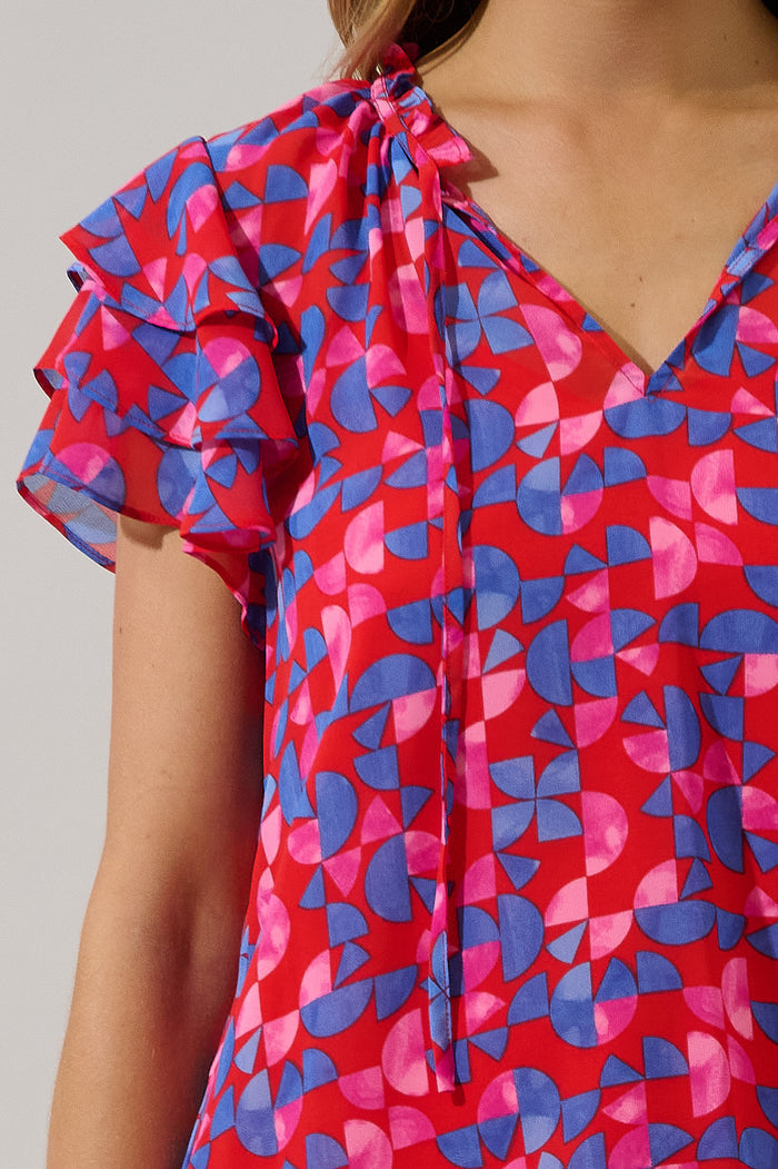 Donis Split Neck Blouse Averly Geo
