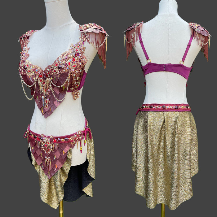 Dragon Rider Warrior Costume Rave Bra and Skirt Bottom