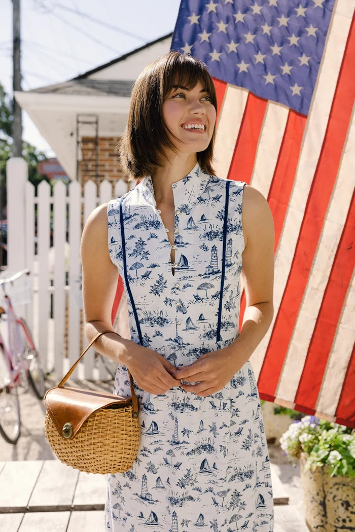 Duffield Lane Karina Midi Dress - Navy/White Toile