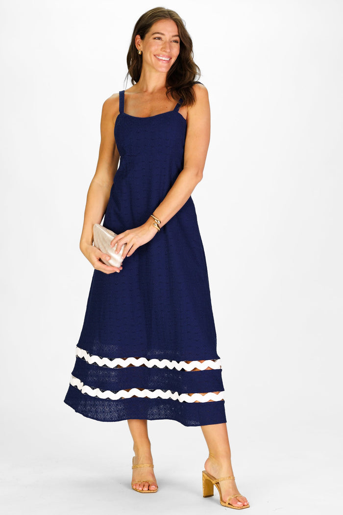 Duffield Lane Marla Dress - Navy Eyelet