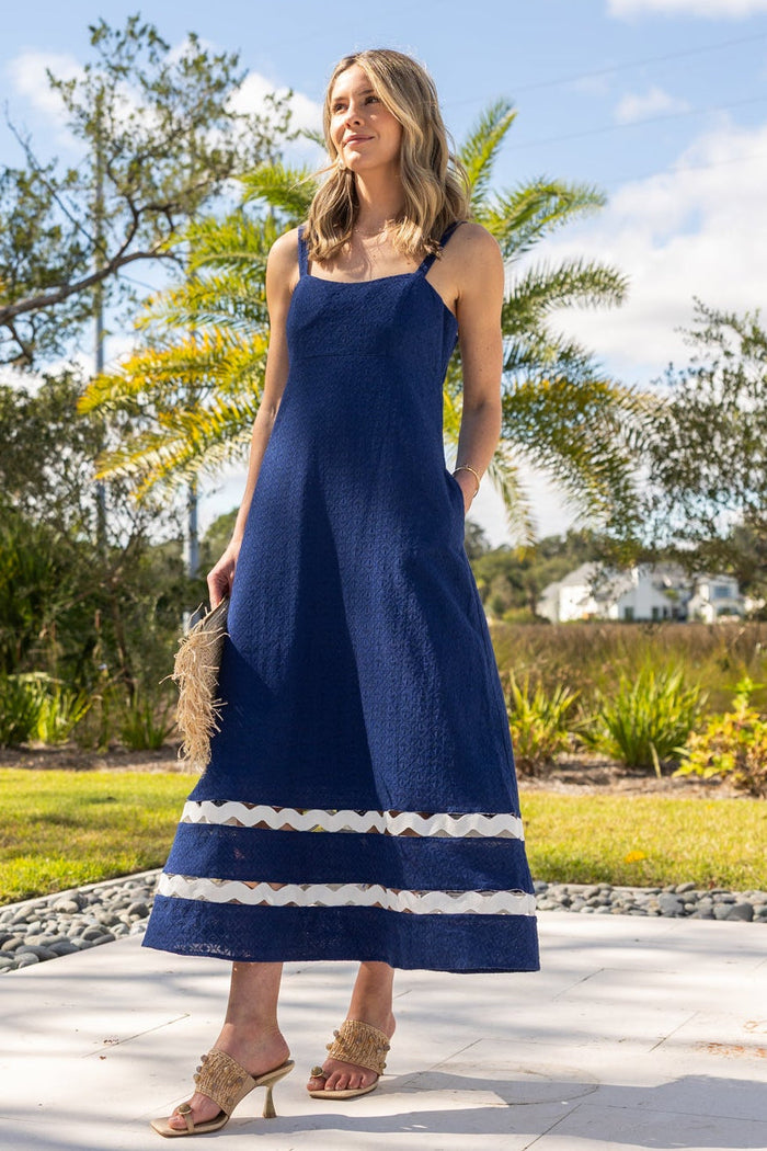 Duffield Lane Marla Dress - Navy Eyelet