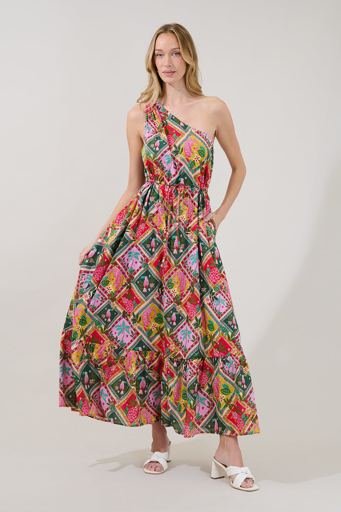 Elya One Shoulder Maxi Dress Tropical