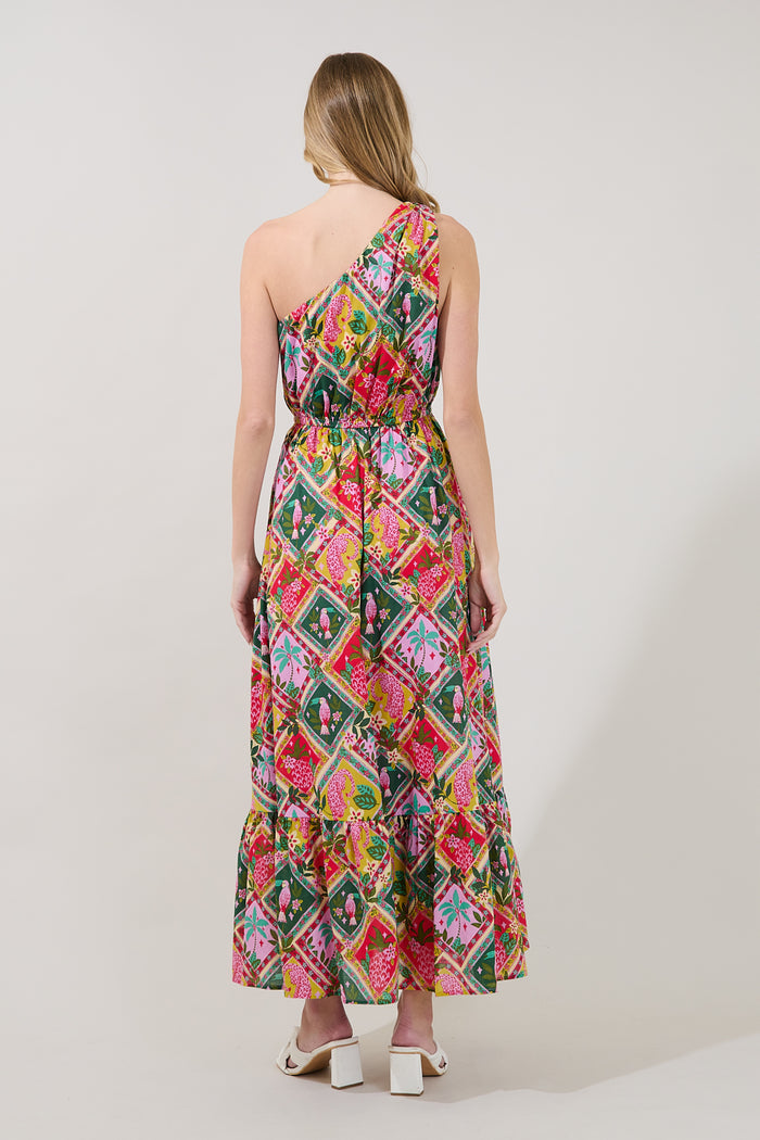 Elya One Shoulder Maxi Dress Tropical