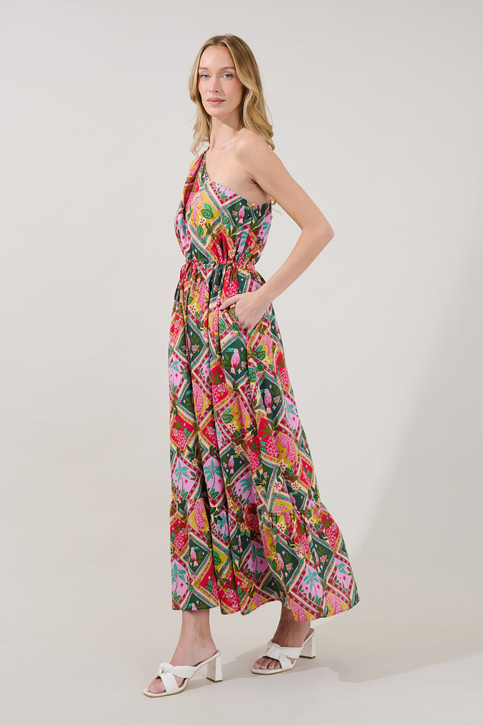 Elya One Shoulder Maxi Dress Tropical