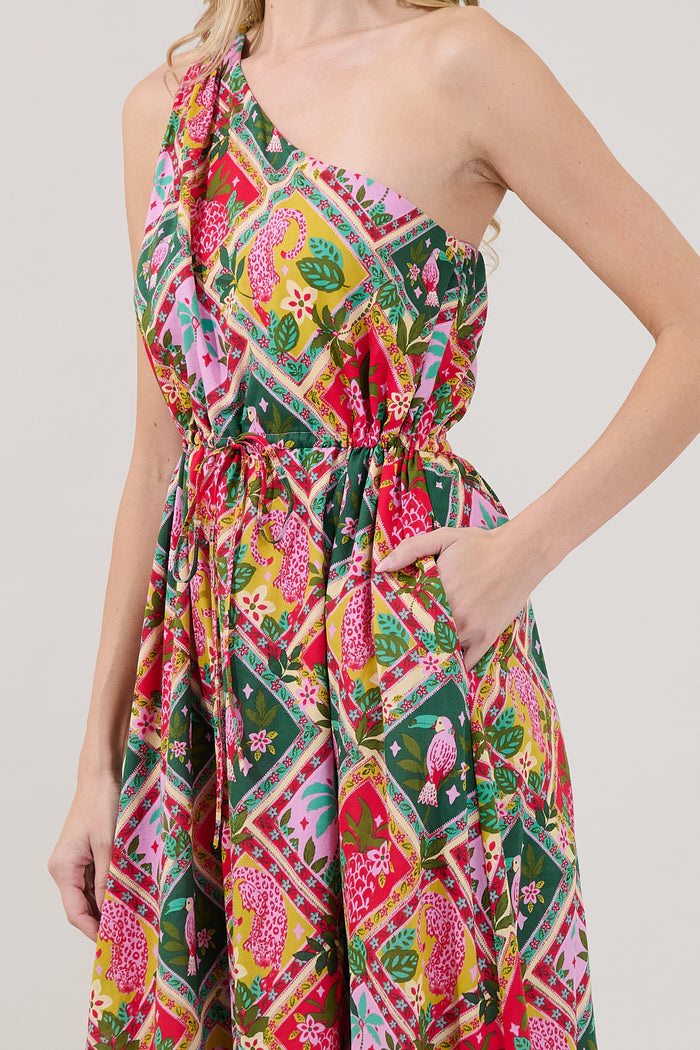Elya One Shoulder Maxi Dress Tropical