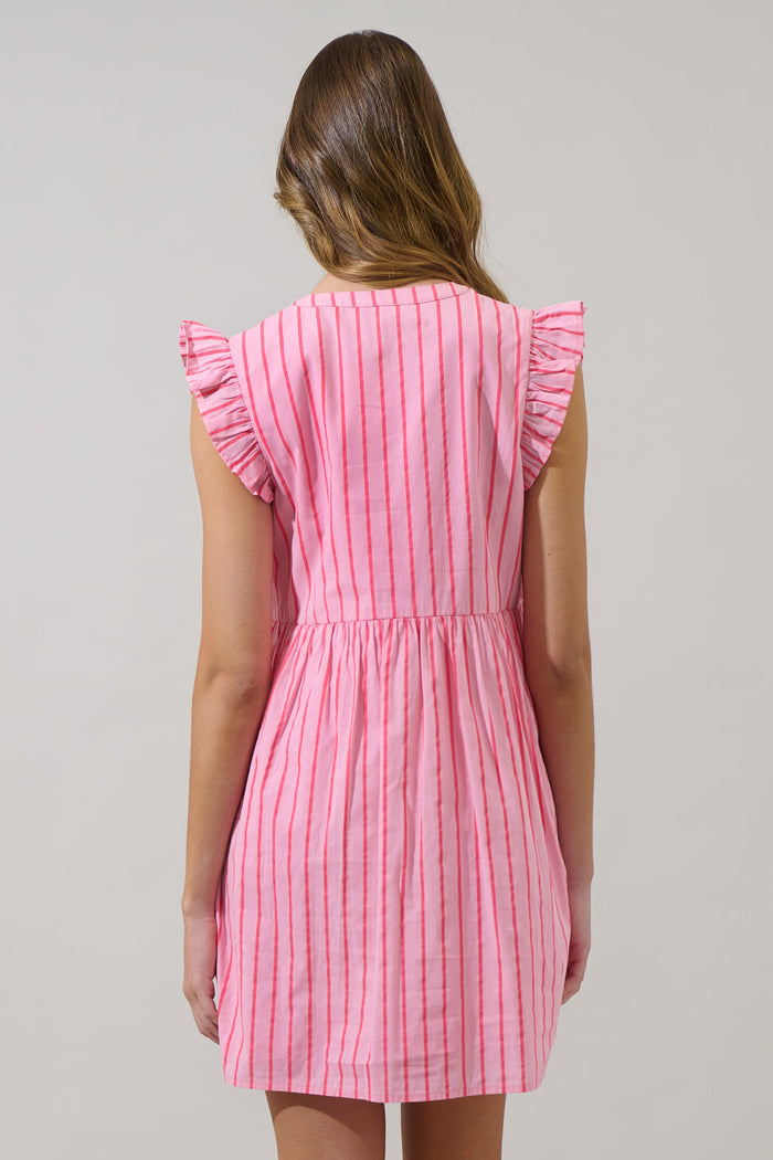 Emani Stripe Kass Ruffle Mini Dress