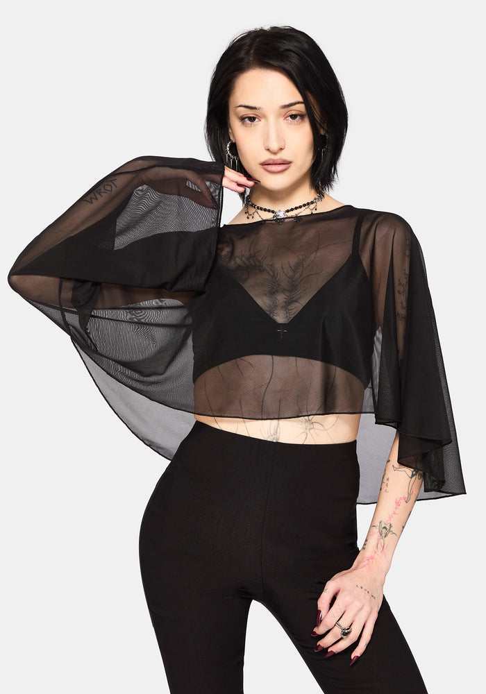 Emmie Black Mesh Poncho