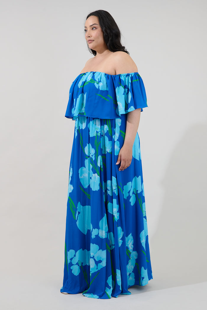 Enamored Off the Shoulder Ruffle Dress Floral Curve