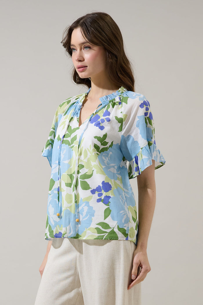 Erie Split Neck Top Khloey Floral