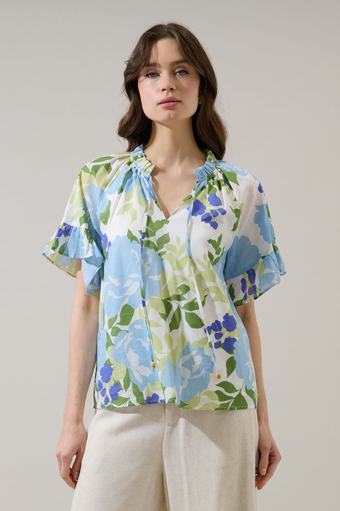 Erie Split Neck Top Khloey Floral