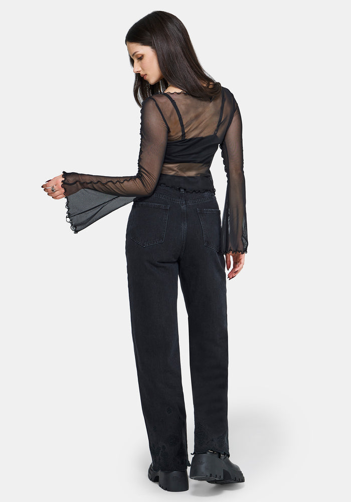 Erika Long Sleeve Seamed Mesh Top