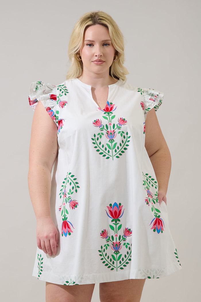 Evalyn Ruffle Mini Dress Saury Floral Curve