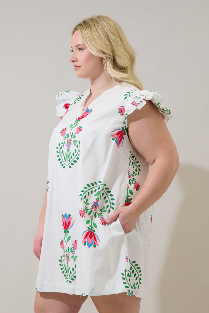 Evalyn Ruffle Mini Dress Saury Floral Curve