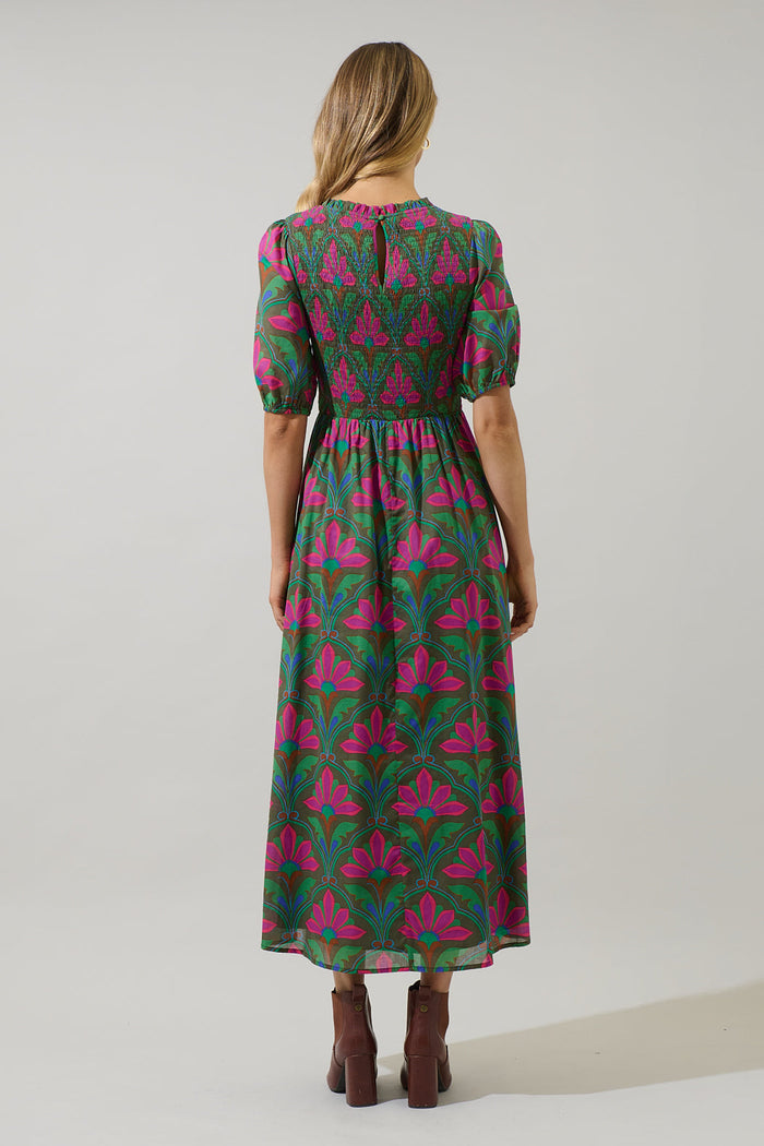 Evanna Floral Bermy Smocked Maxi Dress