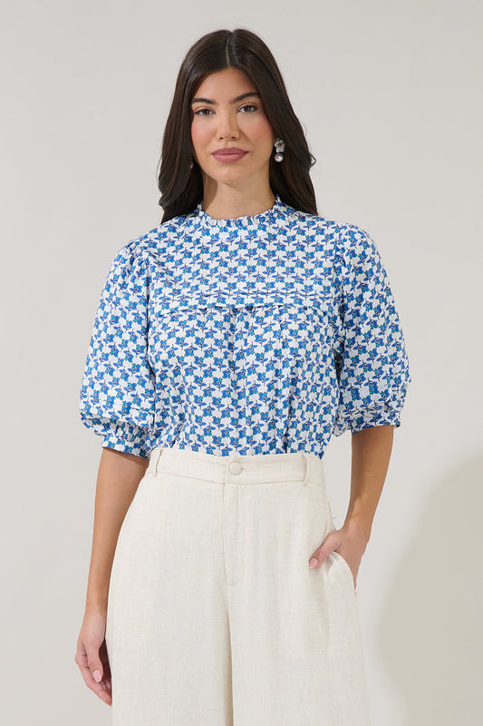 Ever After Mock Neck Blouse Floral