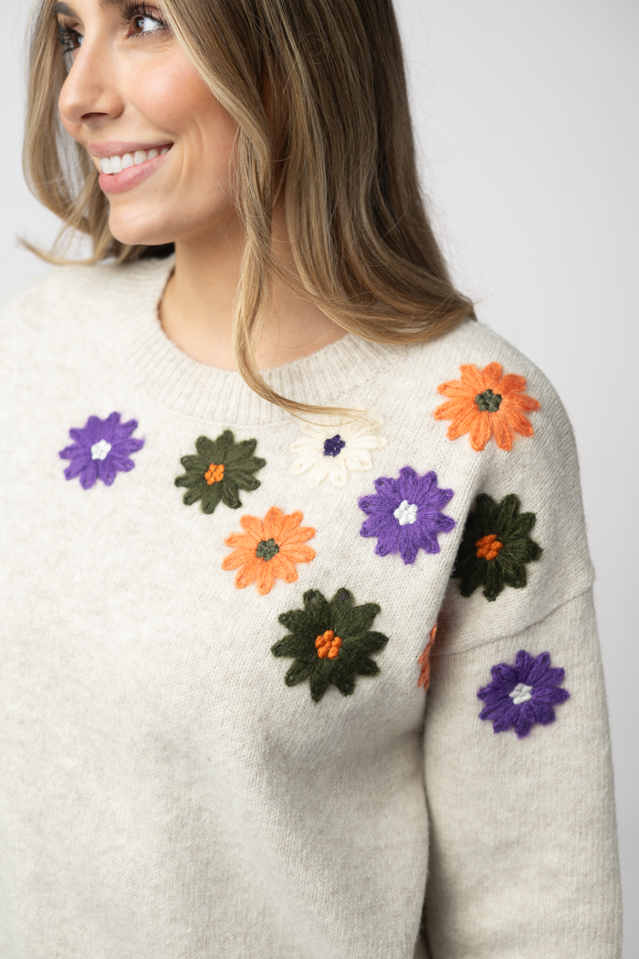 Fall Floral Sweater - Beige by Michelle Mae
