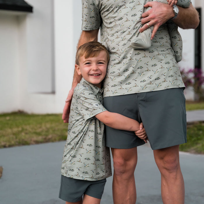 Father and Son Bundle - Performance Polo - Flying Ducks Green