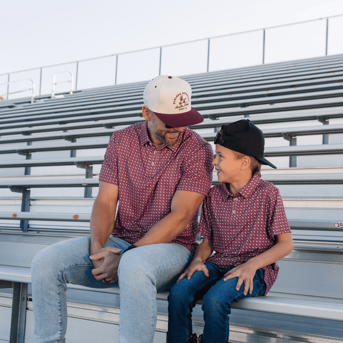 Father and Son Bundle - Performance Polo - Texas Maroon & Grey