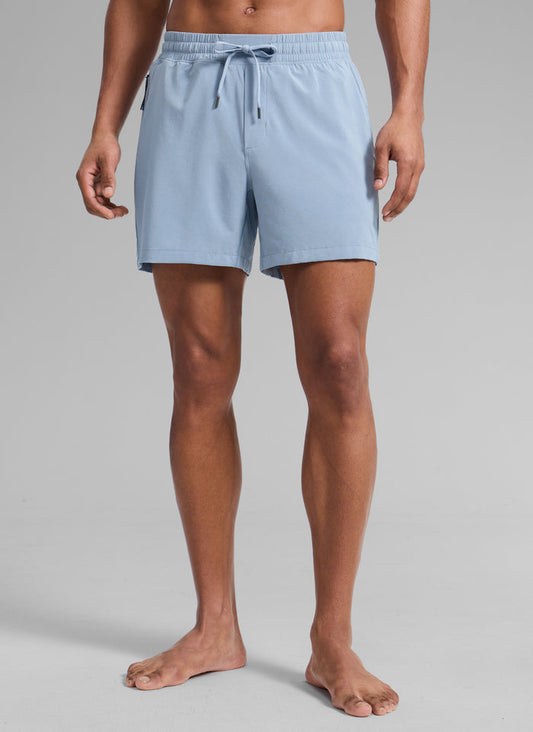 CRZ YOGA Man's Swimwear Mid Rise Mesh Lined Pocket Swim Shorts 5'' The Breeze Blue