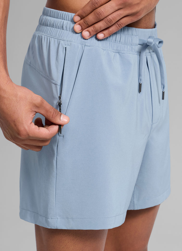 CRZ YOGA Man's Swimwear Mid Rise Mesh Lined Pocket Swim Shorts 5'' The Breeze Blue