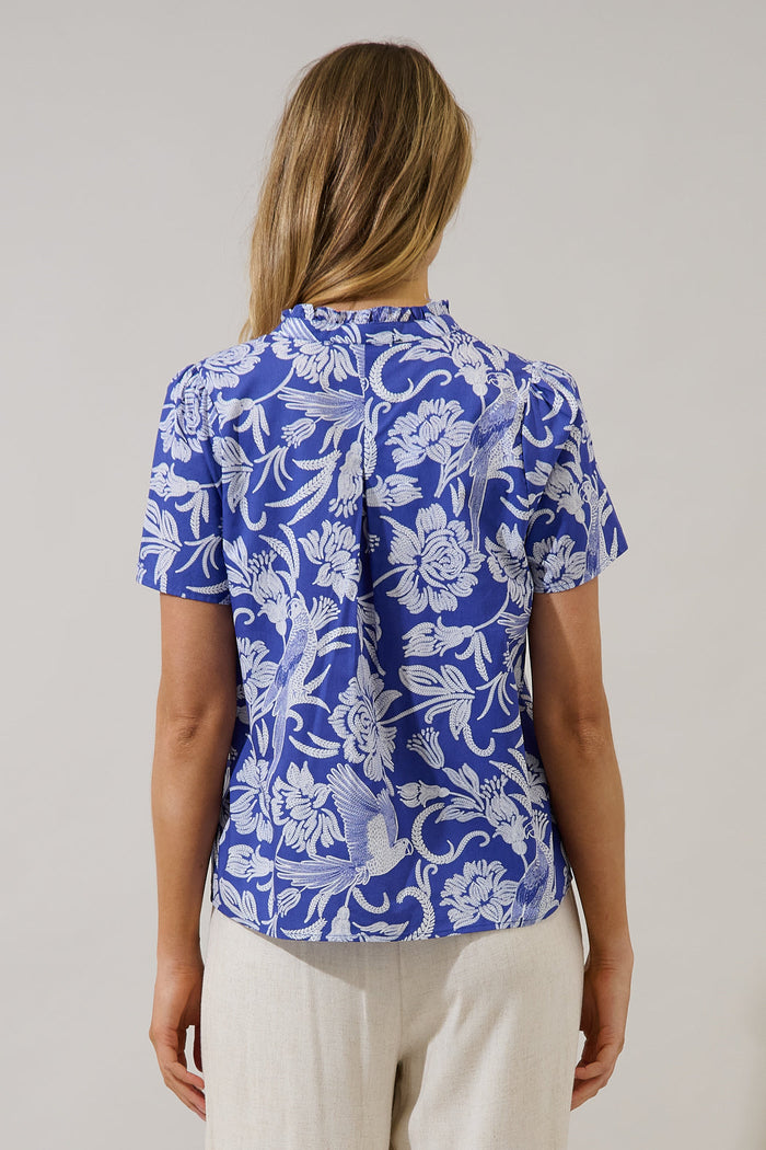 Firrie Split Neck Ruffle Top Viry Floral