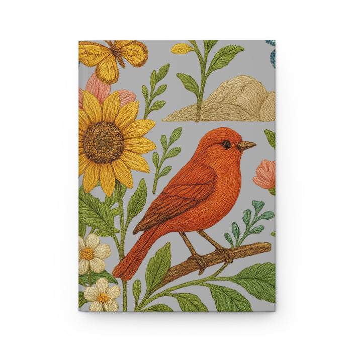 Nature-inspired floral bird lined journal for everyday writing