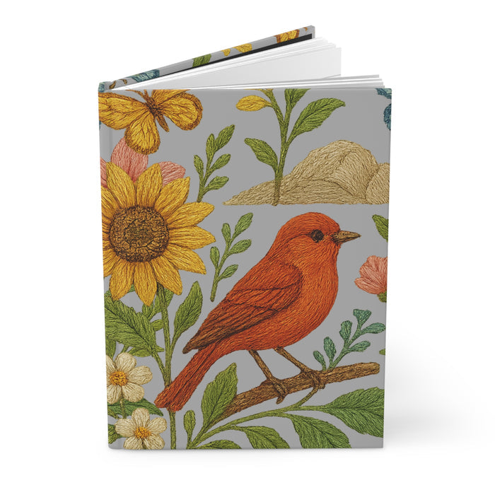 Floral bird hardcover notebook presented as a stationery gift