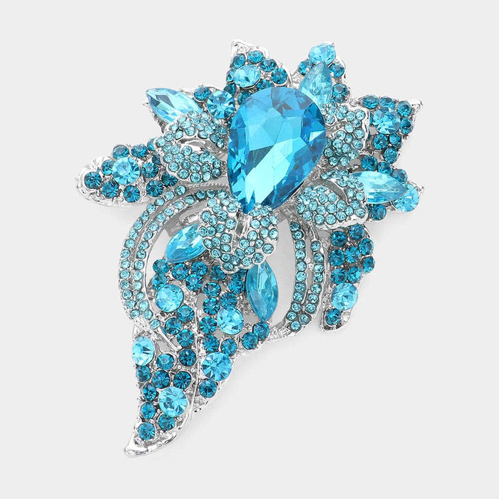 Style the Floral Crystal Pave Bouquet Brooch / Pendant exclusively at Born To Glam