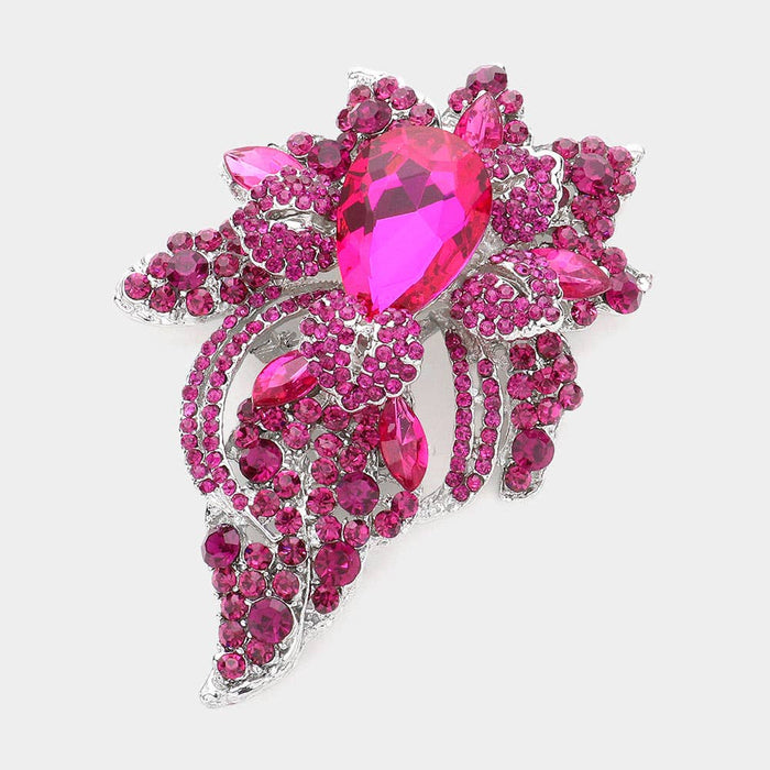 Style the Floral Crystal Pave Bouquet Brooch / Pendant exclusively at Born To Glam