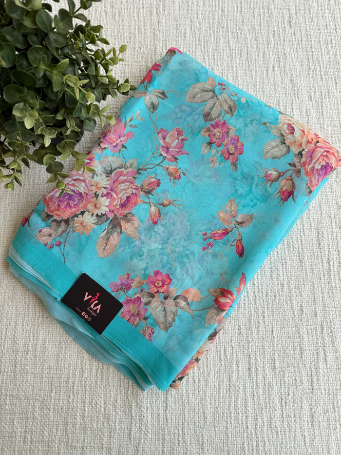 Floral printed georgette saree