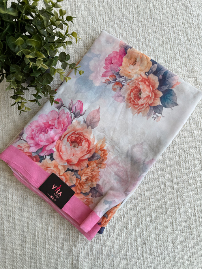 Floral printed georgette saree
