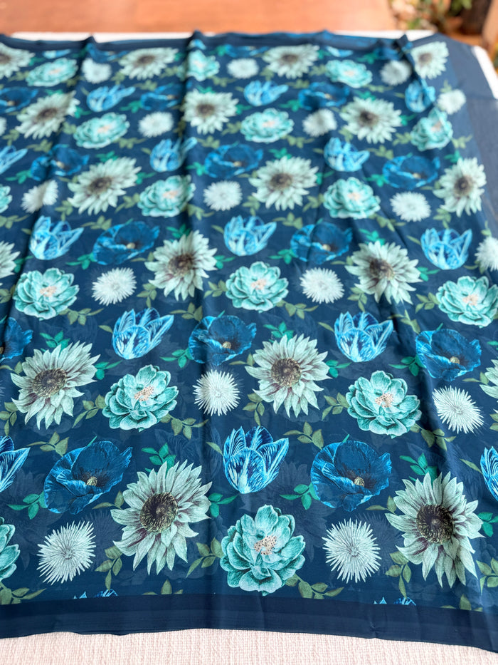 Floral printed georgette saree