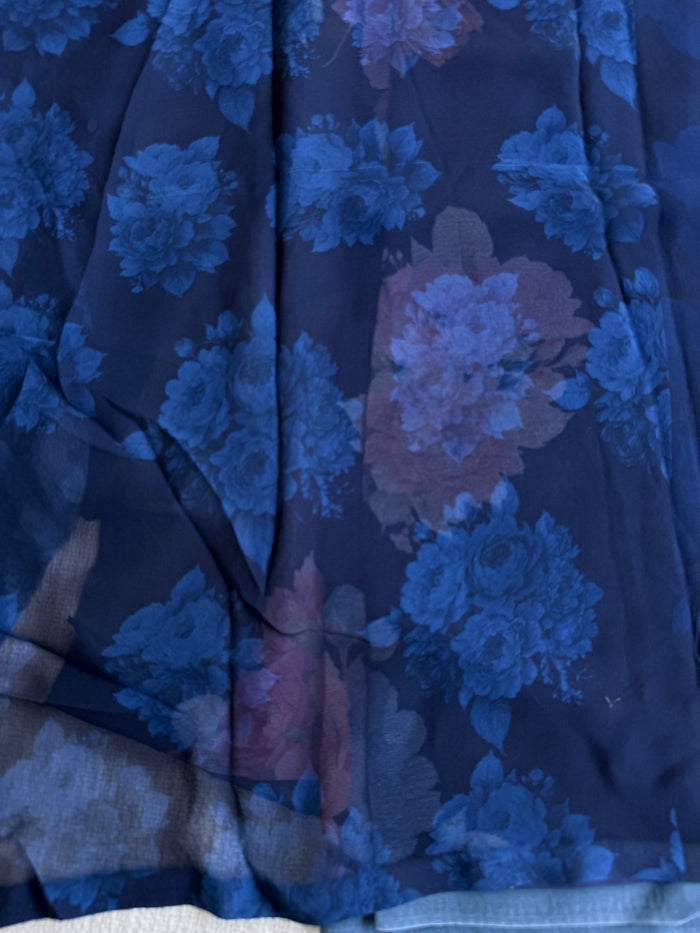 Floral printed georgette saree