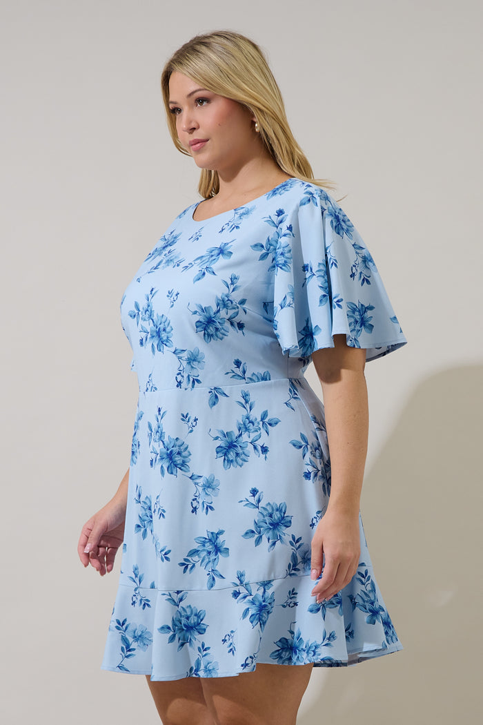Flouncy Flare Mini Dress Frina Floral Curve