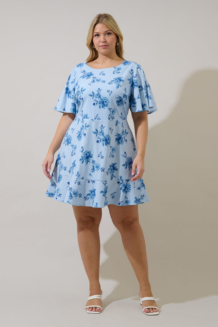 Flouncy Flare Mini Dress Frina Floral Curve