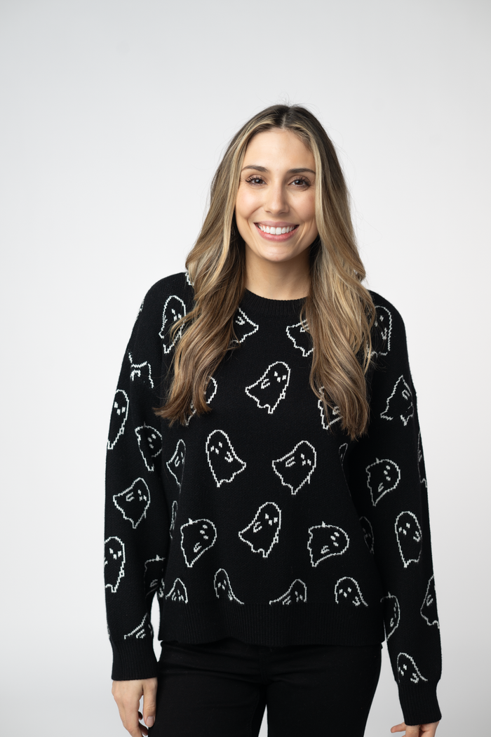 Ghost Pullover Sweater - Midnight Ghosts by Michelle Mae