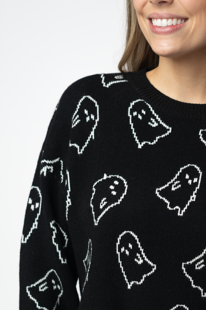 Ghost Pullover Sweater - Midnight Ghosts by Michelle Mae
