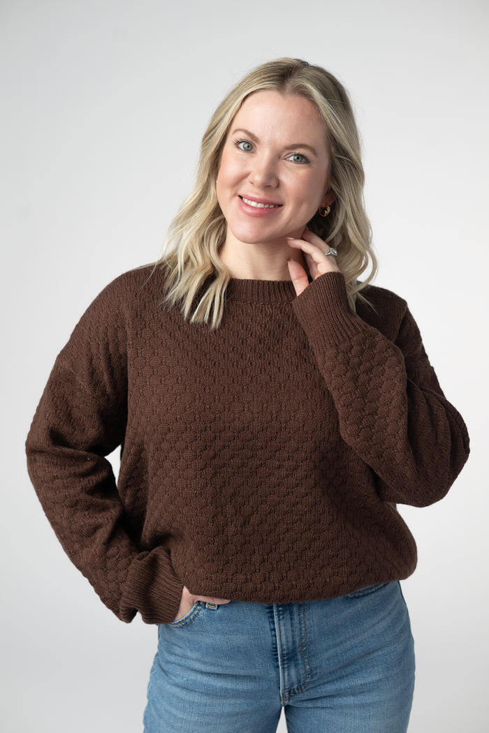 Gianna Pullover Sweater - Brown by Michelle Mae